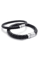 Stainless Steel Leather Bracelet, Braided Leather Bracelet, for Men Women,  N3C2