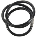 Stainless steel magnetic clasp armor chain leather cord necklace, Black - 4 V6S5