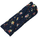Woman Flower Printed Twist Turban Headband Hair Bands (dark blue)