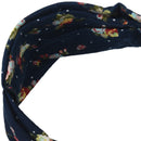 Woman Flower Printed Twist Turban Headband Hair Bands (dark blue) I8O6