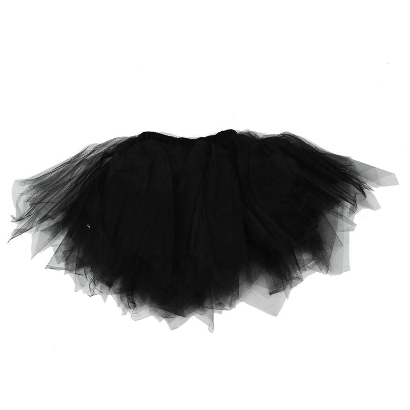 Women Girls Mini Skirt Princess Tutu Skirt 43 cm - black W9B7