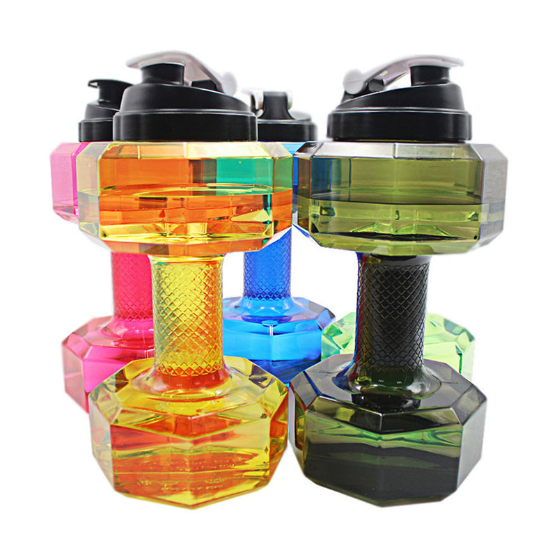 2.2L Unisex Sports Water Bottles Leakproof Unbreakable Plastic Bottle Shaker Yoga Fitness Dumbbell Kettle