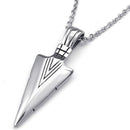 Jewelry Stainless Steel Arrowhead Arrow Men's pendant with 55cm Chain, neck H4Q7