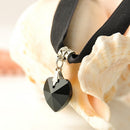 Black Velvet Choker Crystal Heart Pendant Gothic Handmade PUNK Necklace (Si F1W5