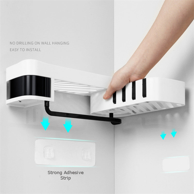 Bathroom Shelf Rack Toilet Free Punching Storage Rack Plastic Self-adhesive Wall Hanging Triangle Rack