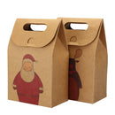 Merry Christmas Paper Bags Biscuits Portable Tote Bag for Cafe Bakery Box Gift