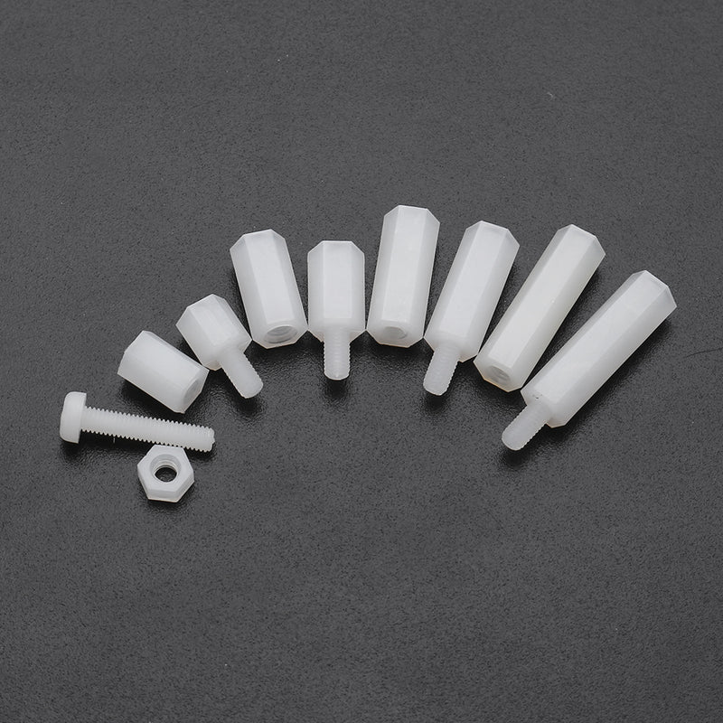 Suleve M3NH6 300Pcs M3 Nylon Screw White&Black Hex Screw Nut PCB Standoff Spacer Assortment Kit