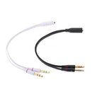 Black 3.5mm Y Splitter 2 Jack Male to 1 Female Headphone Mic Audio Adapter