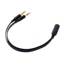 Black 3.5mm Y Splitter 2 Jack Male to 1 Female Headphone Mic Audio Adapter