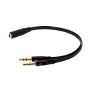 Black 3.5mm Y Splitter 2 Jack Male to 1 Female Headphone Mic Audio Adapter