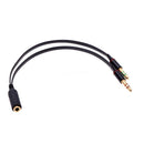 Black 3.5mm Y Splitter 2 Jack Male to 1 Female Headphone Mic Audio Adapter