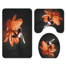 Honana 4PCS Bathroom Waterproof Shower Curtain Flower PatternToilet Seat Cover Pedestal Rug Bath Mat Bathroom Decor