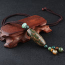 Unisex Vintage Tibetan Beads Nine Eye Agate Pendant Necklaces Simple Style Necklace