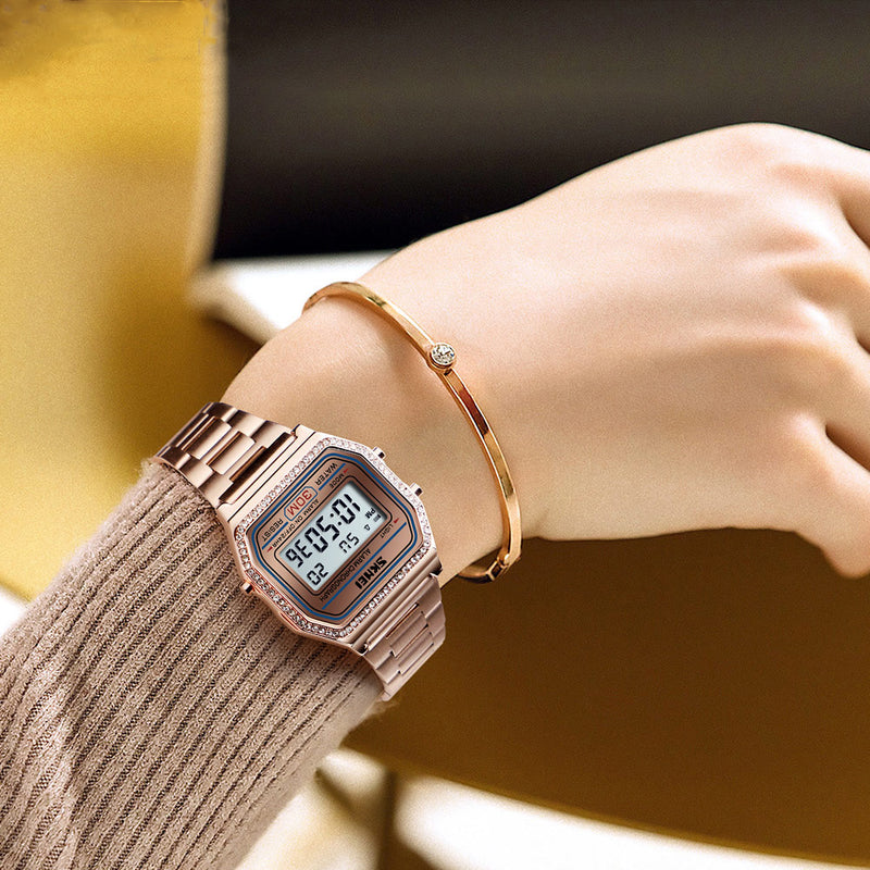 SKMEI 1474 Casual Women Watch 3ATM Waterproof EL Light Week Display Fashion Digital Watch