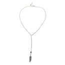 Women turquoise feather tassel necklace chain bohemian necklace B5E9