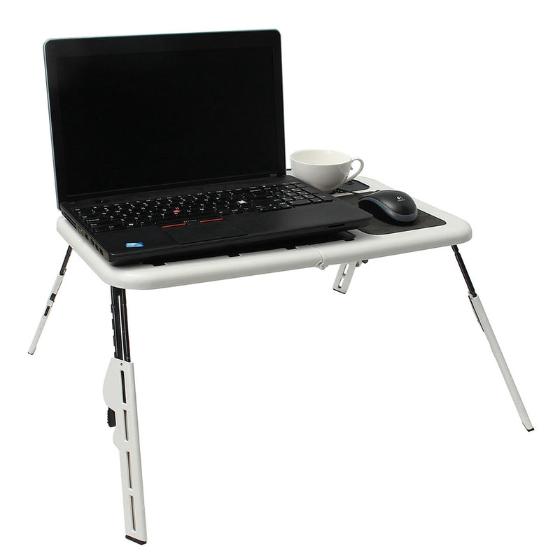 Folding Laptop Notebook Table Stand Tray Desk Holder With 2 USB Cooling Fans For Sofa Bed Lawn