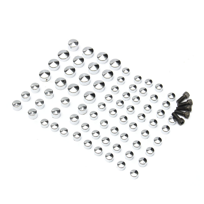 75Pcs Chrome Bolt Topper Caps Cover Nut Kit For Harley Davidson FLT-FLH