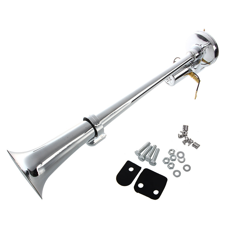 12V 135db Chrome Single Trumpet Air Horn Car Truck Loud 17.7 inch