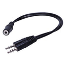 Black 3.5mm female to 2 of 3.5mm Male Audio Splitter Cable for speakers or