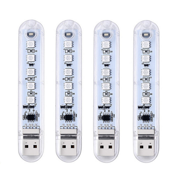 LUSTREON Mini USB 2W SMD5050 RGB 5 LED Camping Night Light for Power Bank Notebook Computer DC5V