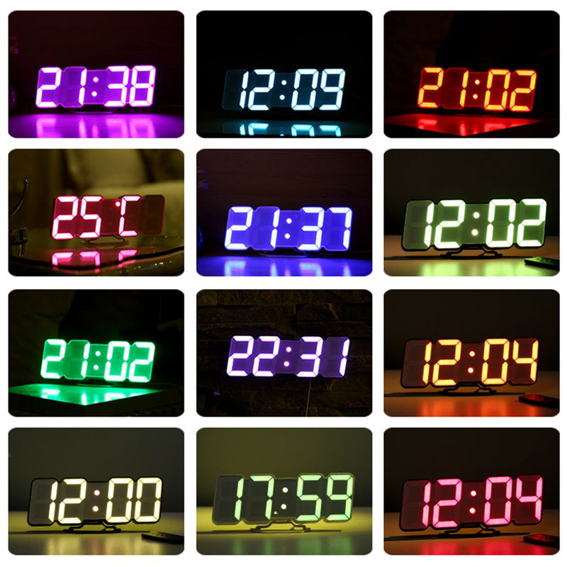 Loskii HC-26 3D Colorful LED Digital Clock Remote Control Temperature Alarm Clock