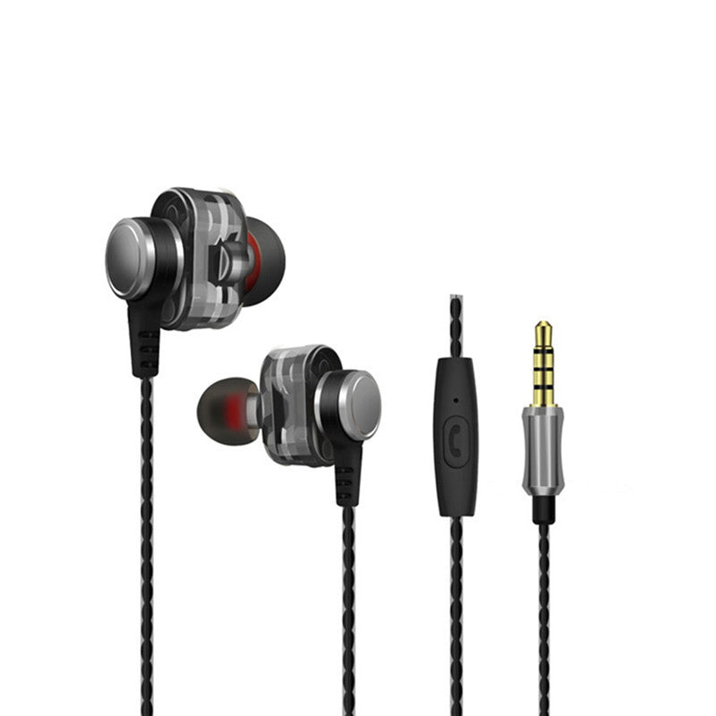 HiFi Dual Dynamic Driver Earphone 3.5mm Jack Stereo Bass Headphone with Mic for iPhone Samsung