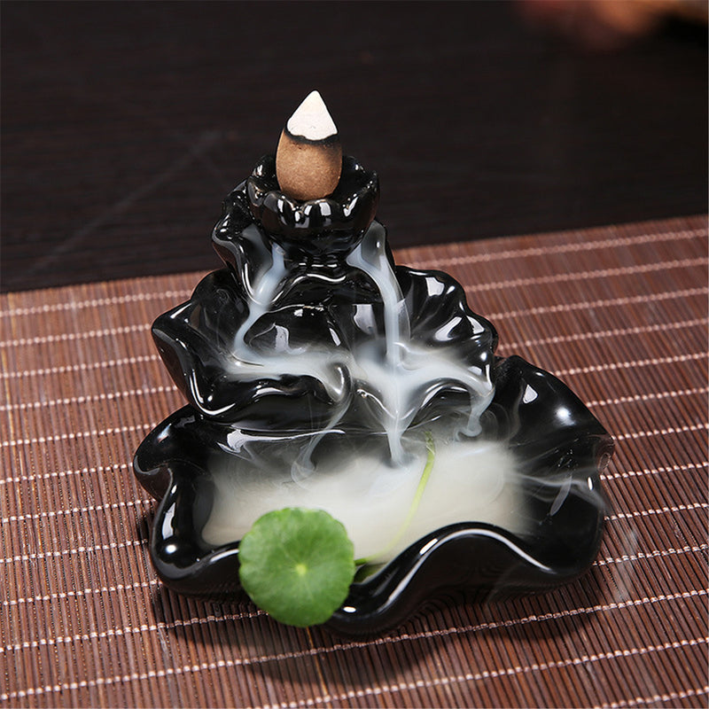 6 Style Buddhist Incense Burner Smoke Backflow Ceramic Glaze Censer Cone Holder