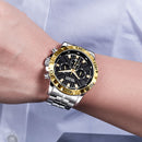 MEGIR 2087 Business Hardlex Mirror Luminous Waterproof Quartz Watch Stainless Steel Men Wrist Watch