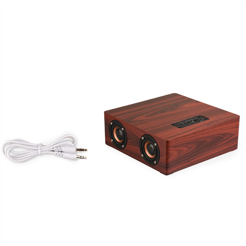 Loskii Portable Wooden bluetooth Speaker 12W 4 Speaker Alarm Clock Display Column 3D Stereo Speaker