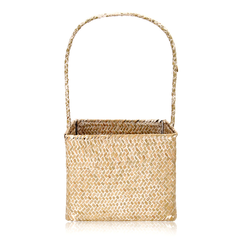 Woven Seagrass Tote Organizer Handle Bag Garden Flower Handmade Plant Pot Plant Baskets Storage Box