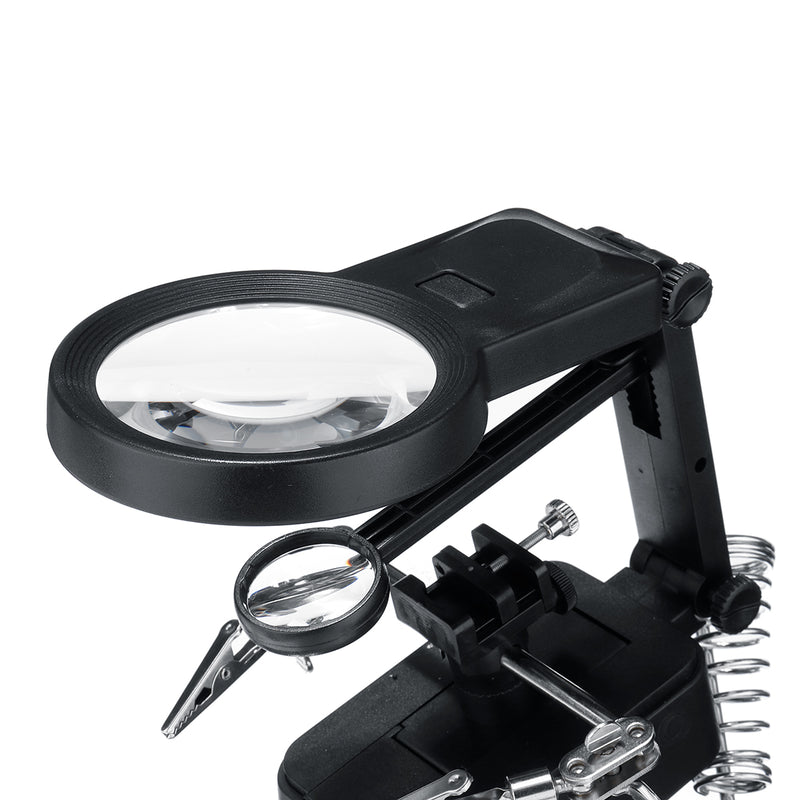 3X 4.5X 10 LEDs Soldering Iron Magnifier Welding Magnifying Glass Tool W/3 Boxes