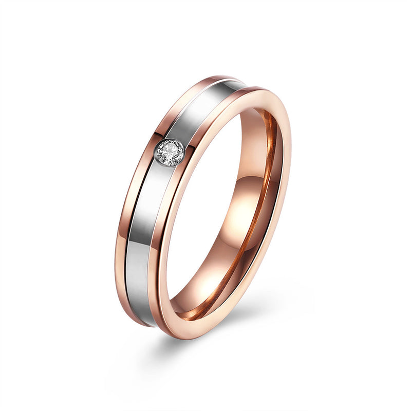 Zircon Crystal Women Mem Couple Gift Ring Stainless Steel Unique Jewelry For Wedding