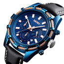 SKMEI 9189 Sports Luxury Leather Strap Luminous Waterproof Men Watch Quartz Watch