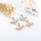 Trendy Flower Earrings Gold Silver Full Rhinestones Ear Stud Gift for Women
