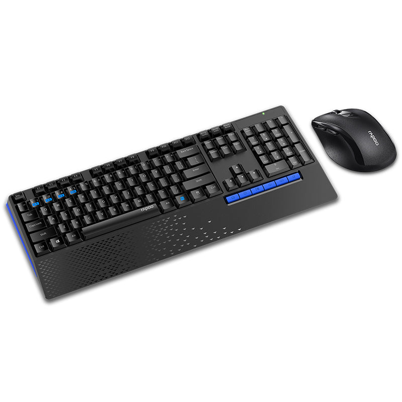 Rapoo 8300T 2.4GHz bluetooth Wireless 108 Keys Keyboard and 1600dpi Mouse Combo Set with USB Receiver for Windows 10 / 8 / 7 / Vista / XP