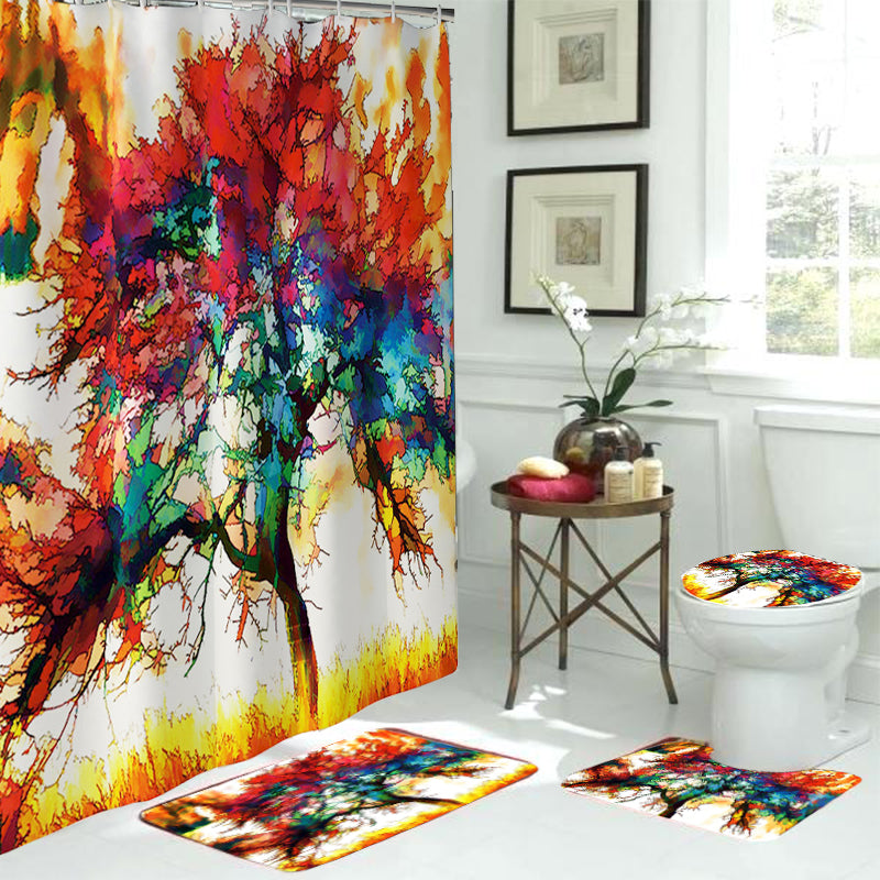 3PCS Bathroom Carpet Shower Curtain Bathroom Mats Waterproof Bath Decoration
