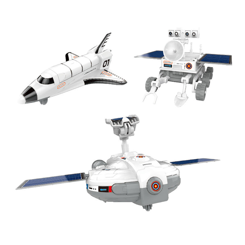 3 in 1 DIY Solar Power Educational Building Block Toys Spaceship Lunar Exploration Fleet Transformation Robot Kits Kids Gift