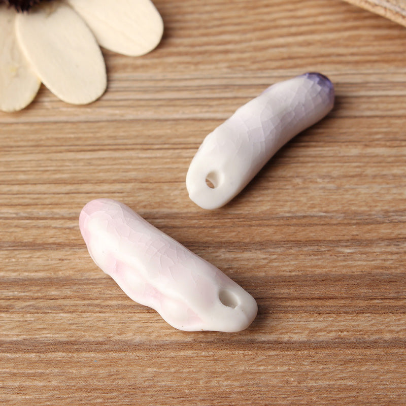 Handmade Ceramic Crack Beans Necklace Pendant DIY Jewelry Accessories