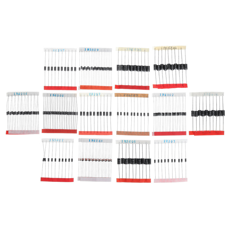 600pcs Fast Switching Schottky Diode Assorted Kit 1N4001 1N4004 1N4007 1N5408 UF4007 FR207 1N5817 1N5819 1N5822 1N4148 RL207