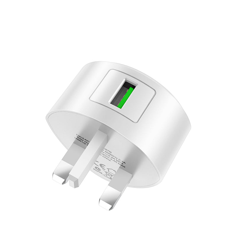 HOCO C68B UK Plug Single USB Port QC3.0 Fast Charger for Tablet Smartphone
