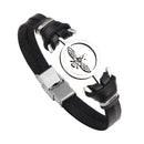 Fashion Stainless Steel Eagle Charm Genuine Leather Bracelet Men Jewelry