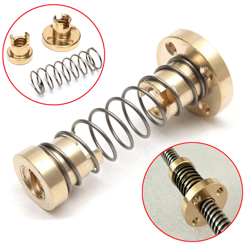 T8 Lead Screw Nut Adjustable 2mm/4mm/8mm Lead Nut Anti-Backlash Spring Loaded Nut
