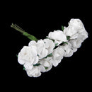 12 Mini Artificial Rose Bouquet in paper flower bud Decor White