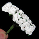 12 Mini Artificial Rose Bouquet in paper flower bud Decor White
