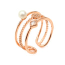 Multilayer Micro Zircon Artificial Pearl Inlaid Personality Ring