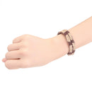 4pcs Men Retro Stretch Cowhide Bracelet Row Set Woven Wristband Fashion Jewelry