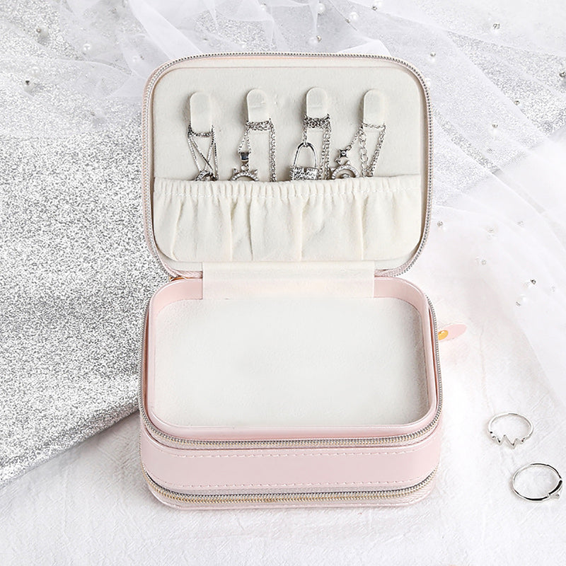 Travel Jewelry Box Storage Bag Earring Ring Portable Organizer PU Box Case with Mirror