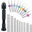 Drillpro 36 Pieces Hand Drill Set Include Pin Vise Hand Drill Mini Drills and 0.5-3.0mm Twist Drills and 0.3-1.2mm PCB Drill for Craft Carving DIY