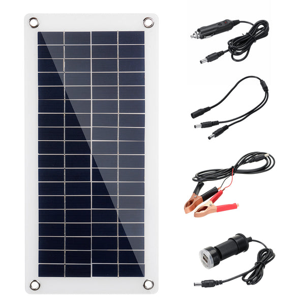 60W 18V High Efficiency Waterproof Solar Panel Charger+Dual USB Vehicle Charger