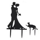 Wedding Cake Topper Cake Decorations Engagement Bride & Groom with Cat Acry